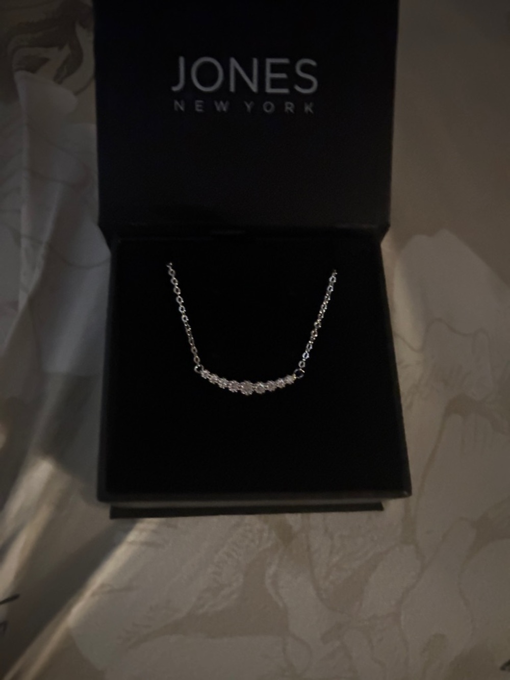 Jones New York Silver-Tone Crystal Curve Necklace